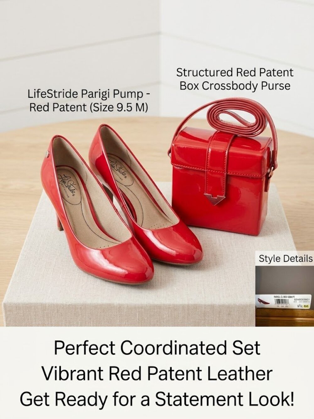 LifeStride Red Patent 2.5" Heel - Size 9.5M & Forever 21 Red Patent Box Purse